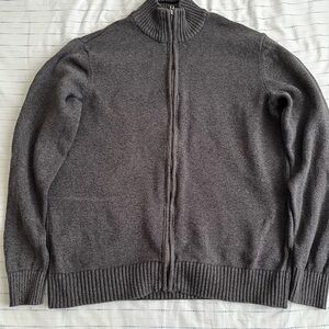 DOCKERS Mock Neck Men’s Sweater. Full Zip Size M Gray.
